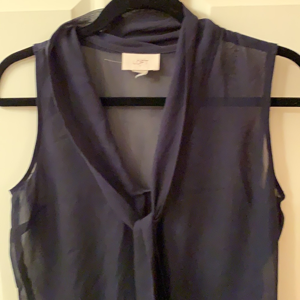 Womens Sheer Medium Black Blouse LOFT